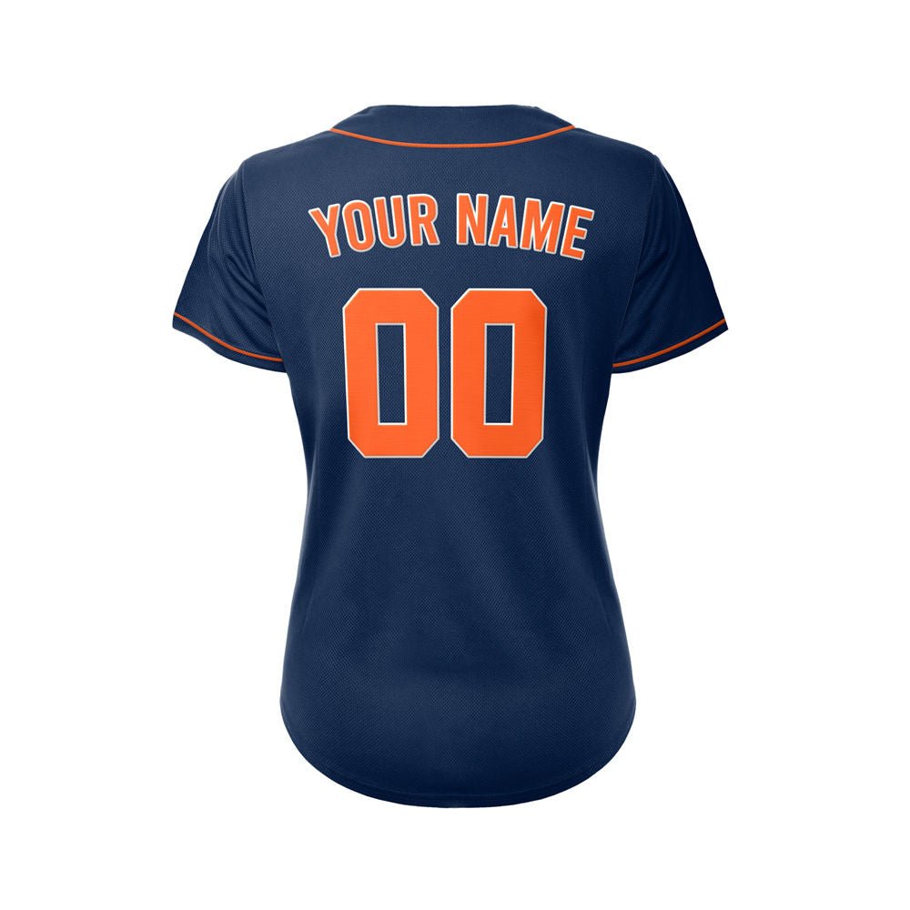 Women's Custom Navy Button Down Baseball Jersey
