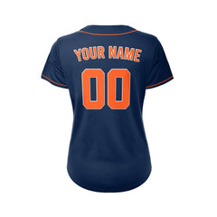 Women's Custom Navy Button Down Baseball Jersey
