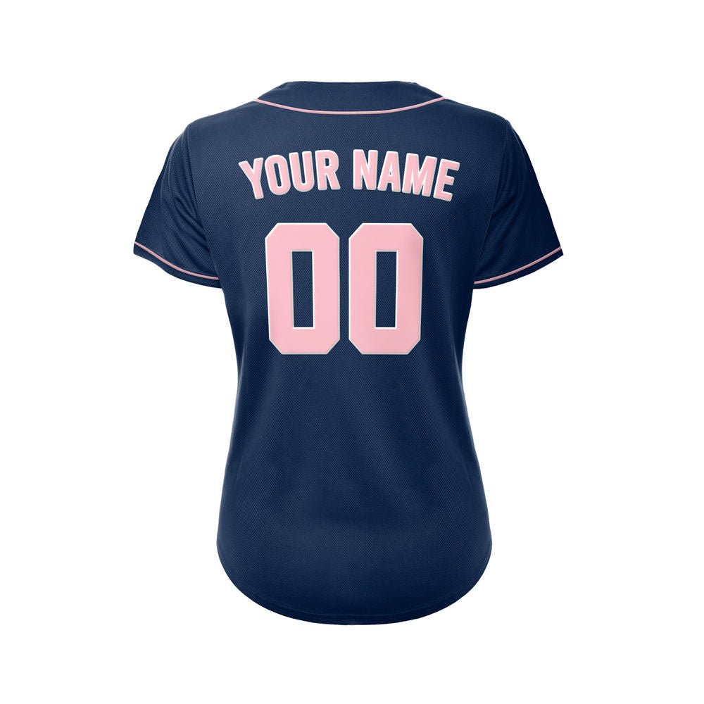 Women's Custom Navy Button Down Baseball Jersey