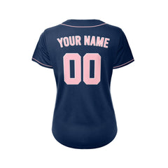 Women's Custom Navy Button Down Baseball Jersey