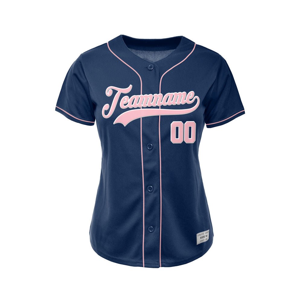 Women's Custom Navy Button Down Baseball Jersey