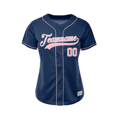 Women's Custom Navy Button Down Baseball Jersey