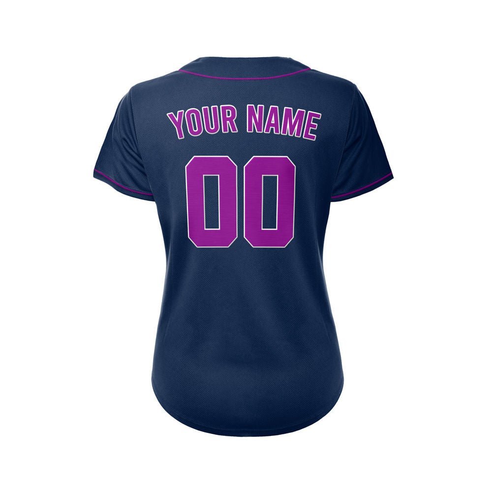 Women's Custom Navy Button Down Baseball Jersey