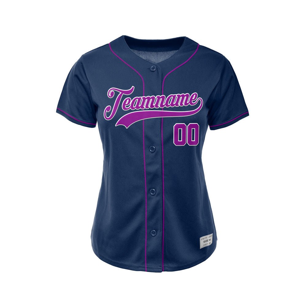 Women's Custom Navy Button Down Baseball Jersey