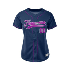 Women's Custom Navy Button Down Baseball Jersey
