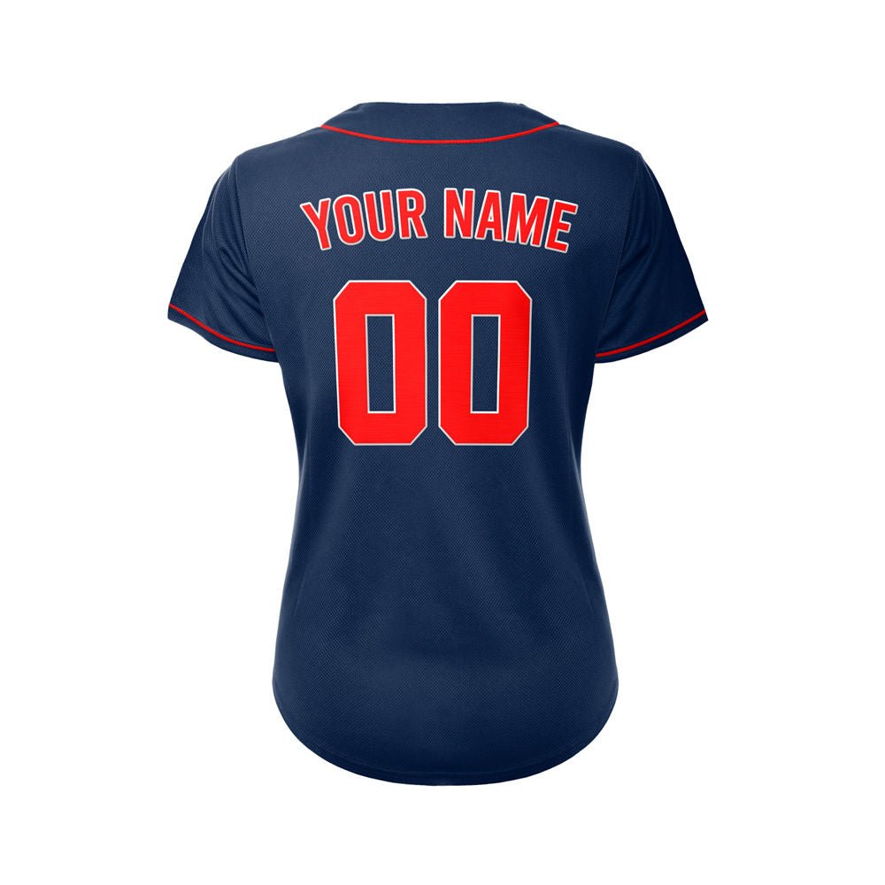 Women's Custom Navy Button Down Baseball Jersey