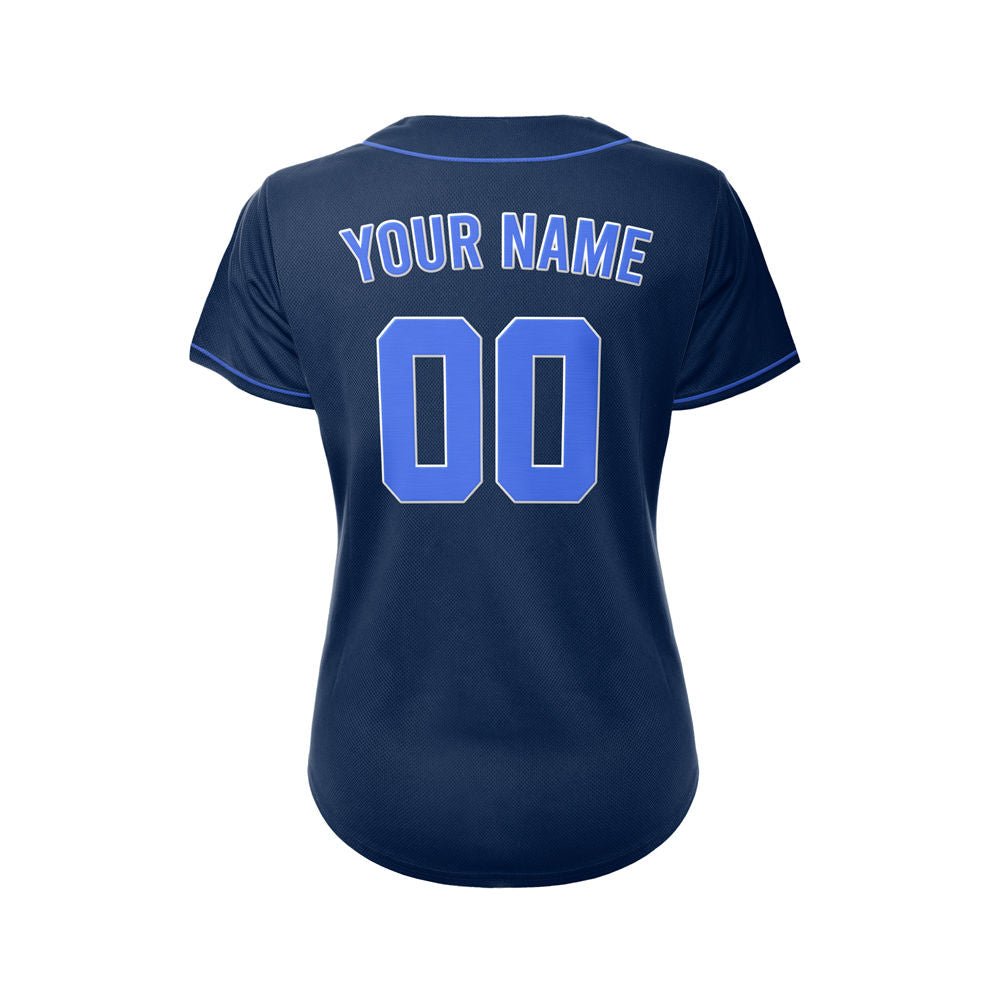 Women's Custom Navy Button Down Baseball Jersey