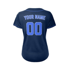 Women's Custom Navy Button Down Baseball Jersey