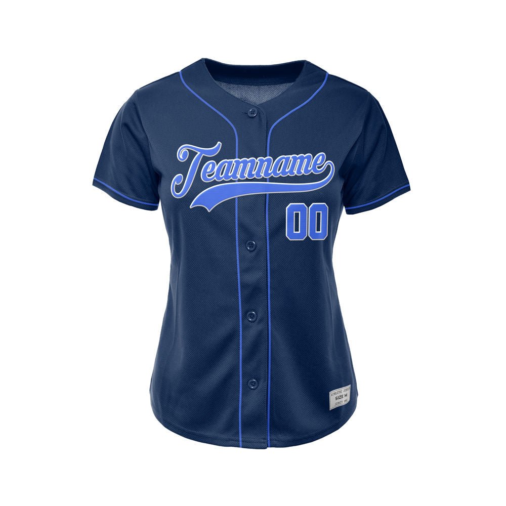 Women's Custom Navy Button Down Baseball Jersey