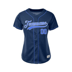 Women's Custom Navy Button Down Baseball Jersey