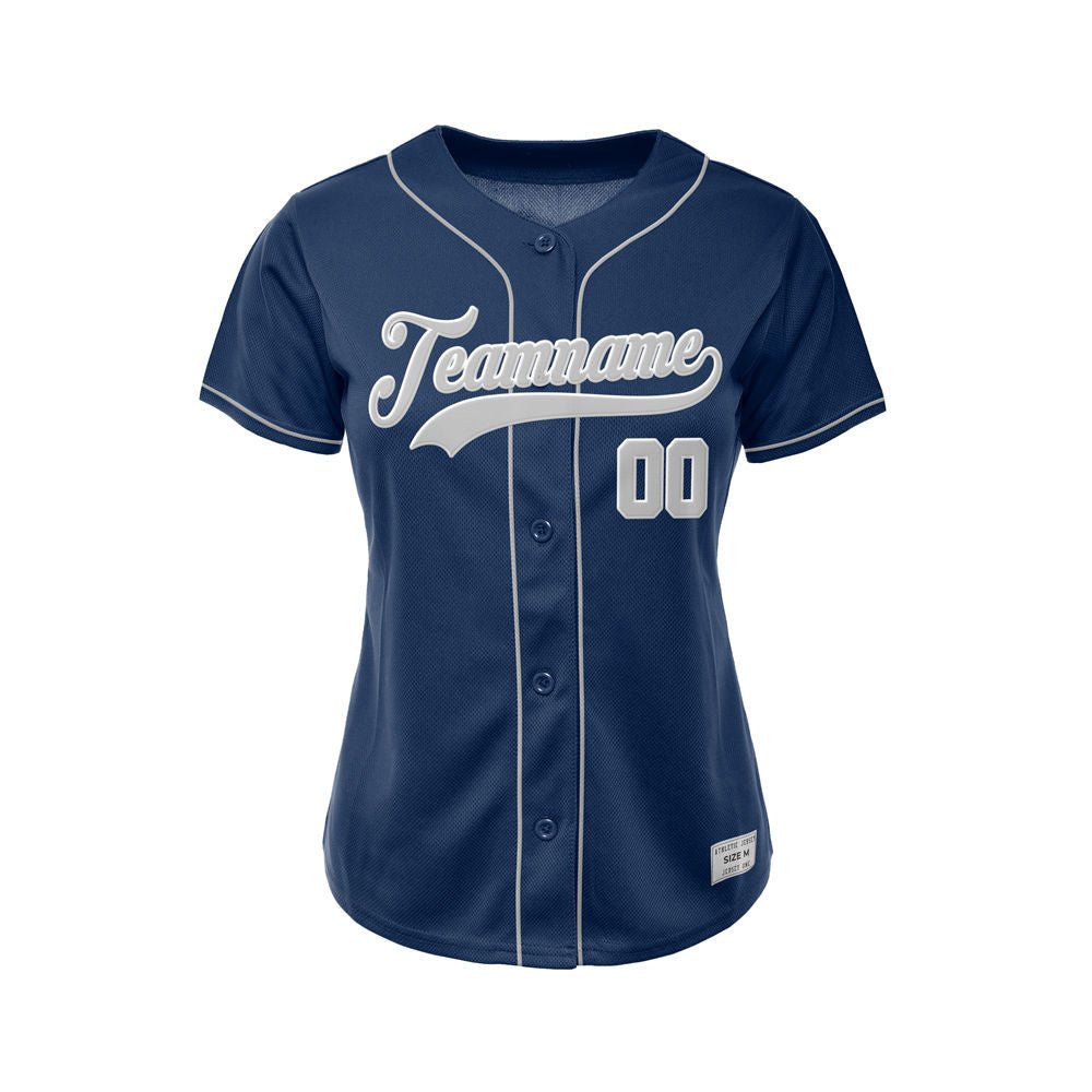 Women's Custom Navy Button Down Baseball Jersey
