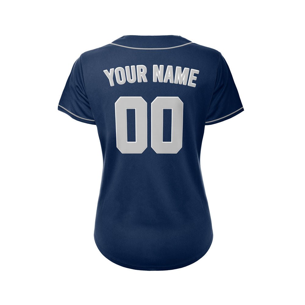 Women's Custom Navy Button Down Baseball Jersey