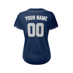 Women's Custom Navy Button Down Baseball Jersey
