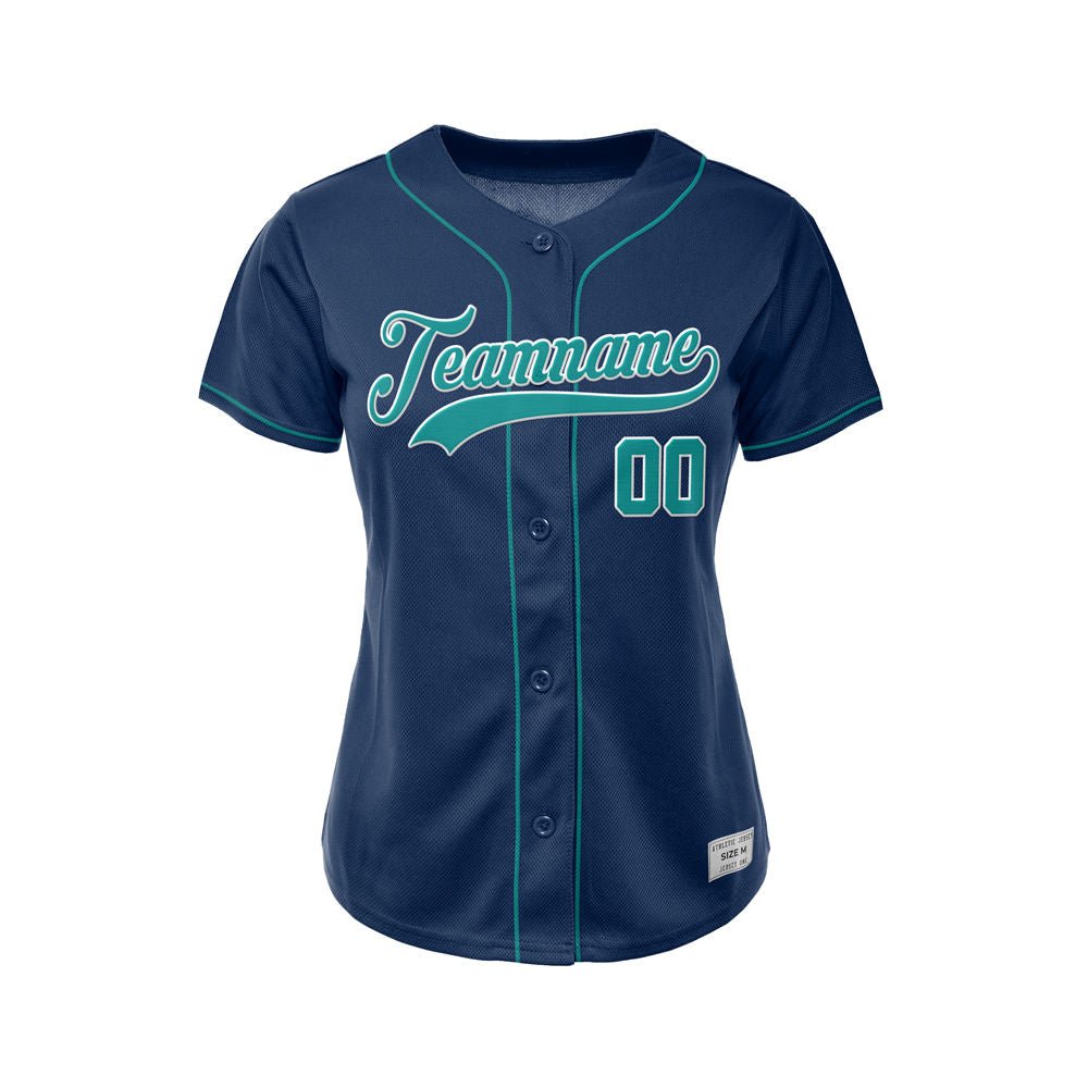 Women's Custom Navy Button Down Baseball Jersey
