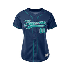 Women's Custom Navy Button Down Baseball Jersey