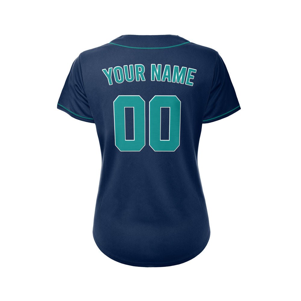 Women's Custom Navy Button Down Baseball Jersey