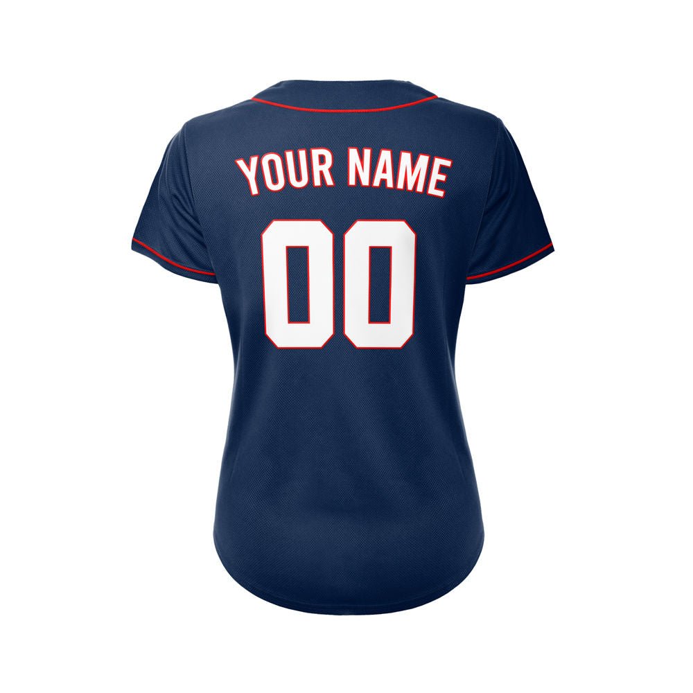 Women's Custom Navy Button Down Baseball Jersey