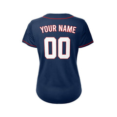 Women's Custom Navy Button Down Baseball Jersey