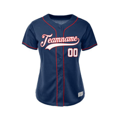 Women's Custom Navy Button Down Baseball Jersey