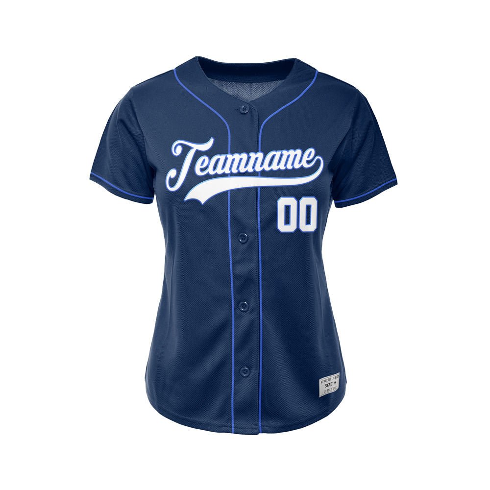 Women's Custom Navy Button Down Baseball Jersey