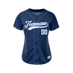 Women's Custom Navy Button Down Baseball Jersey