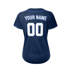 Women's Custom Navy Button Down Baseball Jersey