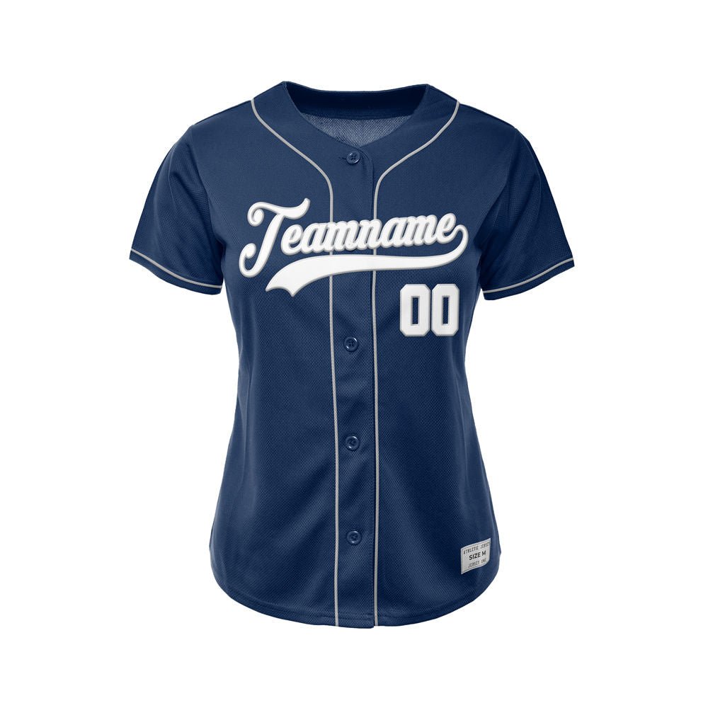 Women's Custom Navy Button Down Baseball Jersey