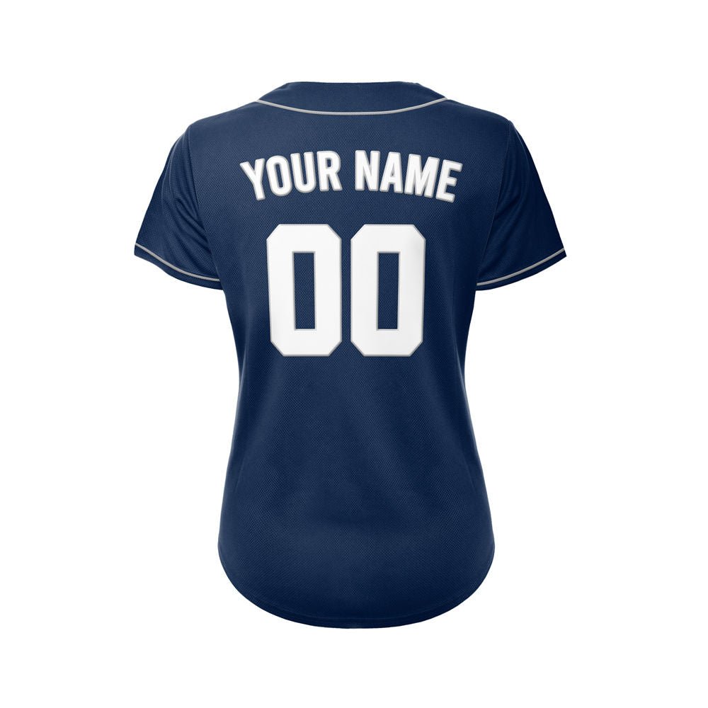 Women's Custom Navy Button Down Baseball Jersey