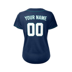 Women's Custom Navy Button Down Baseball Jersey
