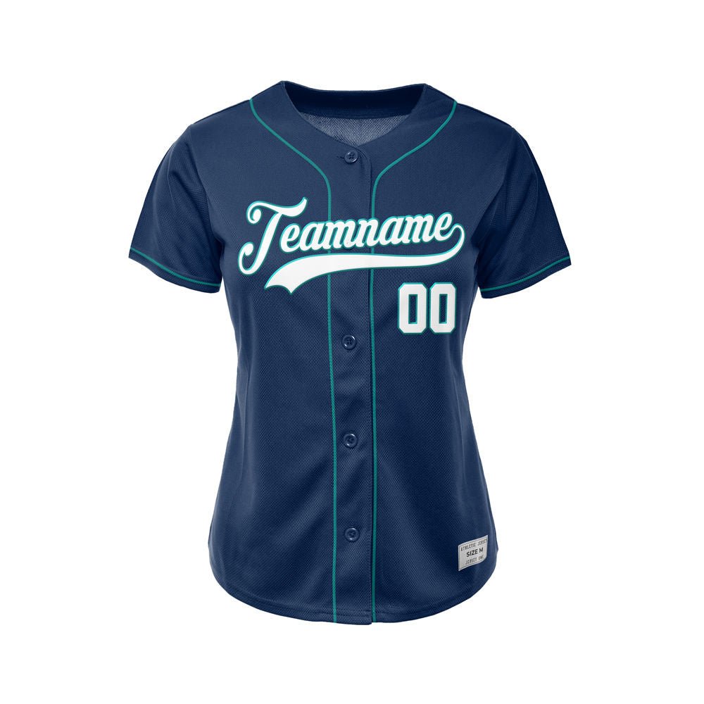 Women's Custom Navy Button Down Baseball Jersey