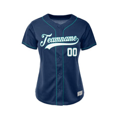 Women's Custom Navy Button Down Baseball Jersey