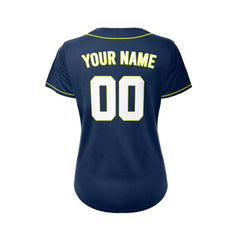 Women's Custom Navy Button Down Baseball Jersey