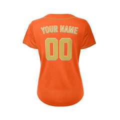 Women's Custom Orange Button Down Baseball Jersey