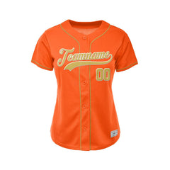 Women's Custom Orange Button Down Baseball Jersey