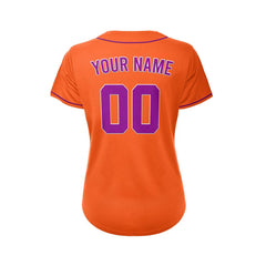 Women's Custom Orange Button Down Baseball Jersey