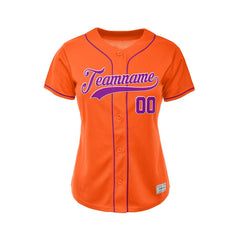 Women's Custom Orange Button Down Baseball Jersey