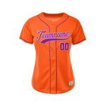 Women's Custom Orange Button Down Baseball Jersey thumbnail