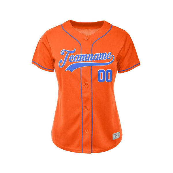 Women&#39;s Custom Orange Button Down Baseball Jersey
