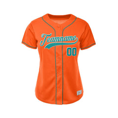 Women's Custom Orange Button Down Baseball Jersey