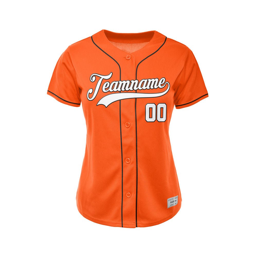 Women's Custom Orange Button Down Baseball Jersey
