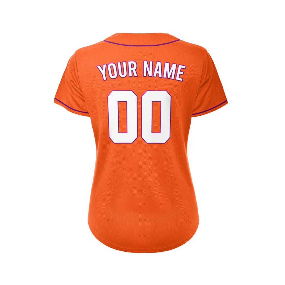 Women's Custom Orange Button Down Baseball Jersey