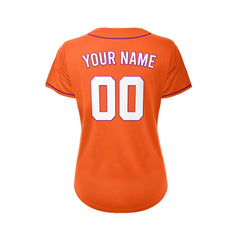 Women's Custom Orange Button Down Baseball Jersey