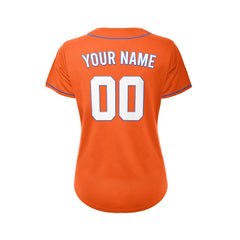 Women's Custom Orange Button Down Baseball Jersey