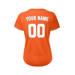 Women's Custom Orange Button Down Baseball Jersey