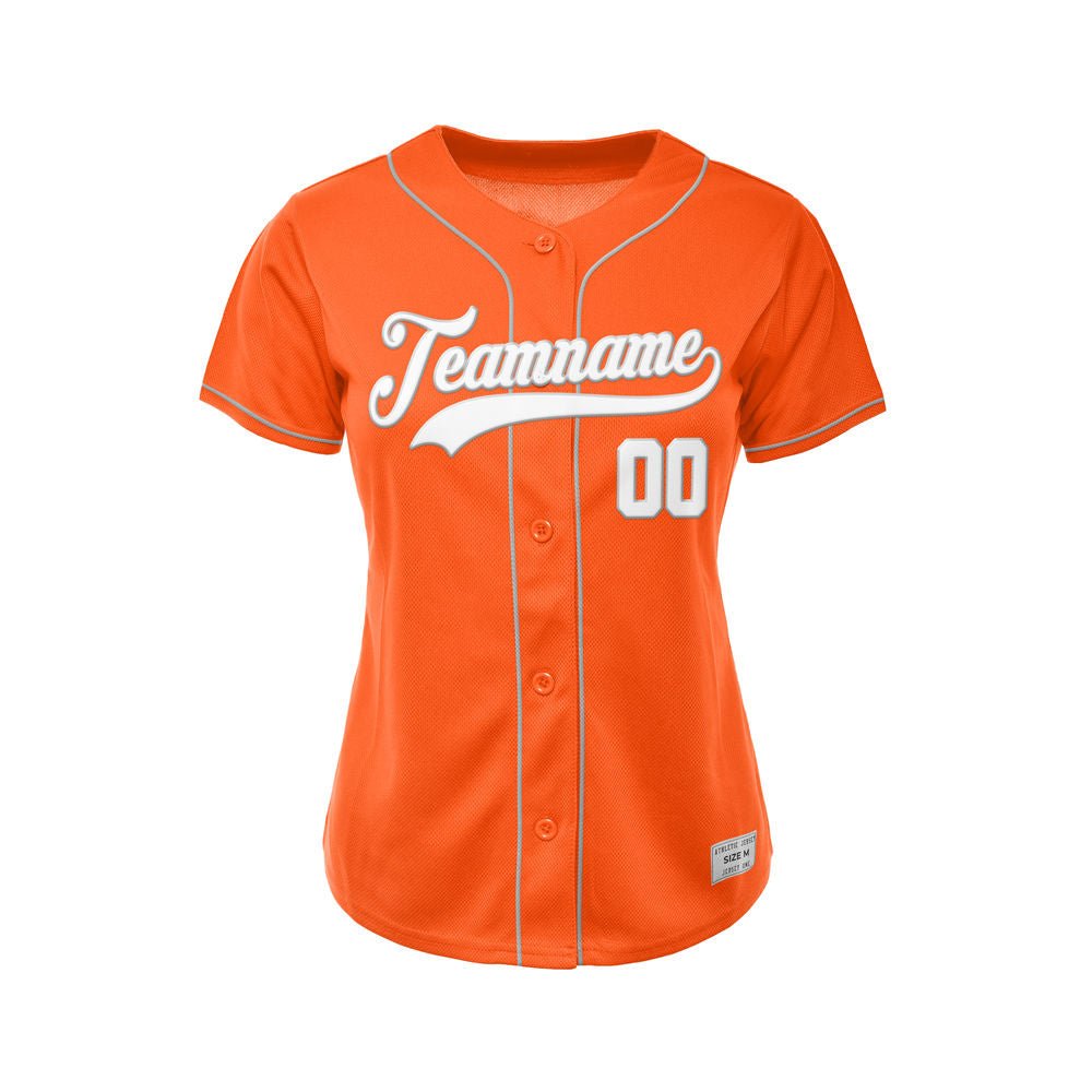 Women's Custom Orange Button Down Baseball Jersey