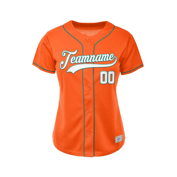 Women Custom Baseball Jersey Orange White Teal Design Jersey One