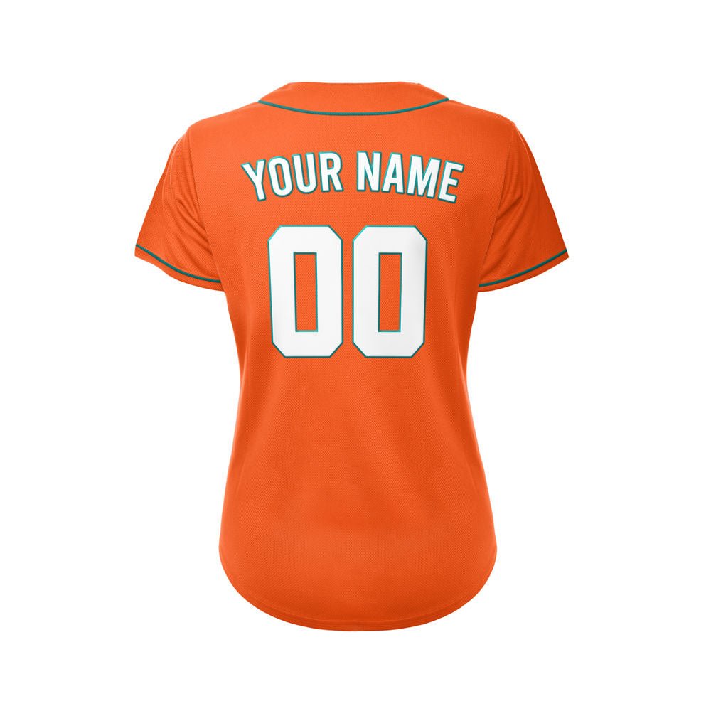 Women Custom Baseball Jersey Orange White Teal Design Jersey One