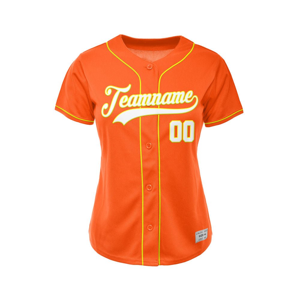 Women's Custom Orange Button Down Baseball Jersey