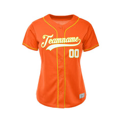 Women's Custom Orange Button Down Baseball Jersey