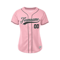 Women's Custom Pink Button Down Baseball Jersey